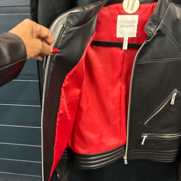 Avec Files Crop Leather Jacket stunning stylish - Picture 2 of 4